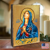 Maria Magdalena Wooden Gold Plated Religious Christian Sacred Icon - Inspirational Icon Decor - 85014