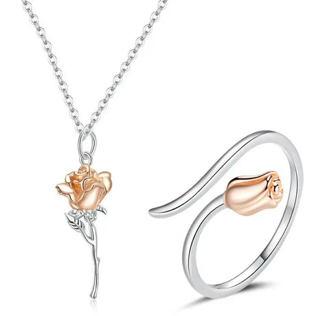 Female Creative All-match Rose Necklace Ring - Lootquake