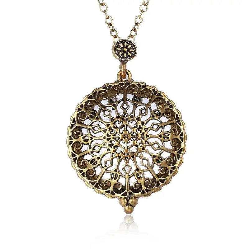 Hollow Retro Magnifying Glass Necklace Alloy Plating - Lootquake
