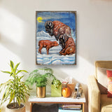 Buffalos Art Wooden Wall Art by Nature Wonders - Nature Wildlife Decor  - 95217B