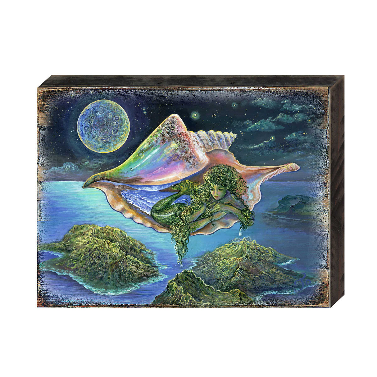 Sea View Fantasy Wooden Wall Art by Josephine Wall - Fantasy Decor - 852136-JW
