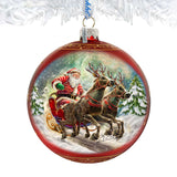 Adorno de cristal grande Speedy Sleigh de G.Debrekht, decoración navideña de Papá Noel y muñeco de nieve - 73959