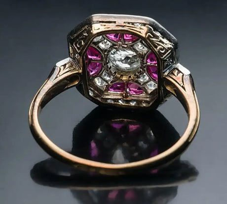 New Copper Inlaid Zircon Rose Red Rose Gold Two-tone Women's Ring - Lootquake
