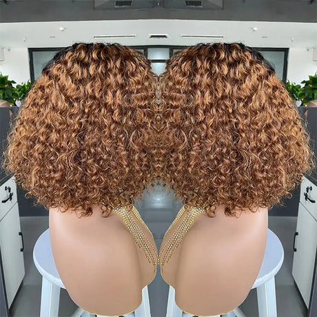 Cross-border E-commerce Exclusively For Ombre Curly Bobo1b30 Human Hair Lace Wig - Lootquake