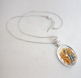 Old Testament Trinity Silver Plated Mother of Pearl Necklace Jewelry - 43015