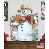 Cowboy Snowman Christmas Door Decor by D. Gelsinger - Christmas Santa Snowman Decor - 8121115H-1541