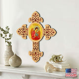 Archangel Michael Pointy Wooden Cross by Museum Icons - Inspirational Icon Decor - 88327