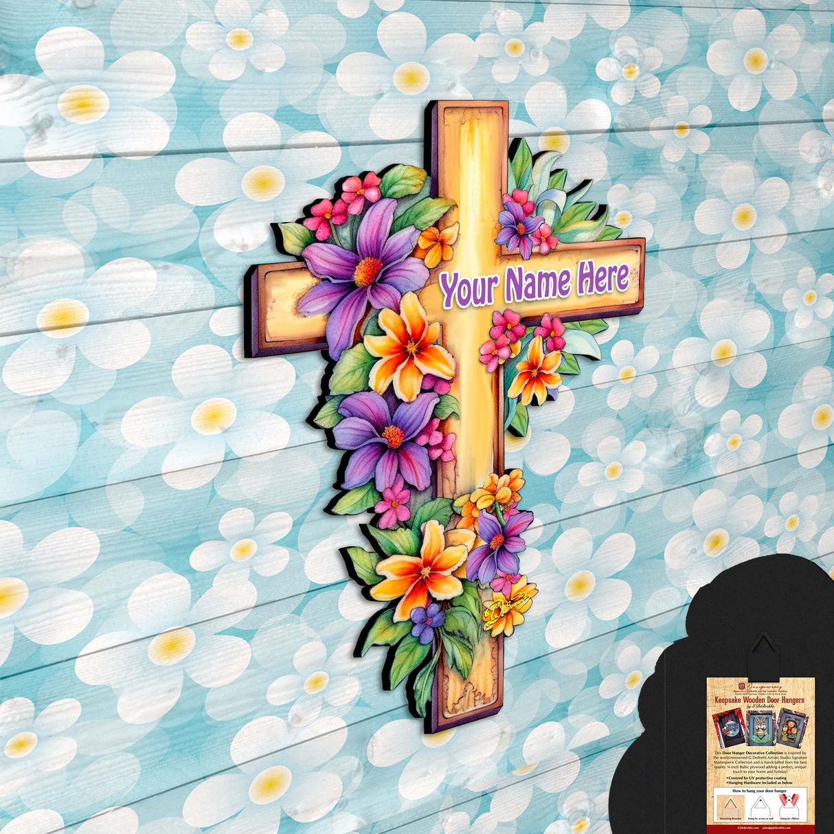 Personalized Garden Serenity Cross Holiday Door Decor by G. Debrekht - Easter Spring Decor - 8688168HC