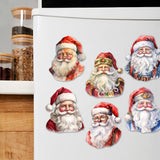Jolly Santa Faces Decorative Wooden Magnets Set of 6 by G. Debrekht - Christmas Santa Snowman Décor - 8090045G-S6
