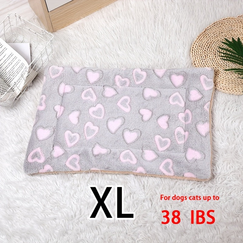 Manta rectangular para mascotas, resistente a la suciedad y para todas las estaciones - Cómoda cama con estampado de pata de perro y corazón (1 unidad)