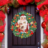 Santa Wreath with Birds Door Decor by G. DeBrekht - Christmas Santa Snowman Decor - 8185320H