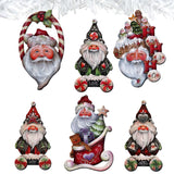 Magical Baby Santa Decorative Wooden Clip-on Ornaments Set of 6 by Jamie Mills-Price - Christmas Santa Snowman Decor - 8090051C-MP-S6