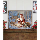 Arte mural de madera "Abundancia de alegría" de D Gelsinger - Decoración navideña de Papá Noel y muñeco de nieve - 95601B-0104