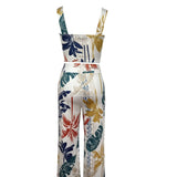 Ladies' European And American Contrasting Palm Tree Print Sleeveless Top Set Pants - Lootquake