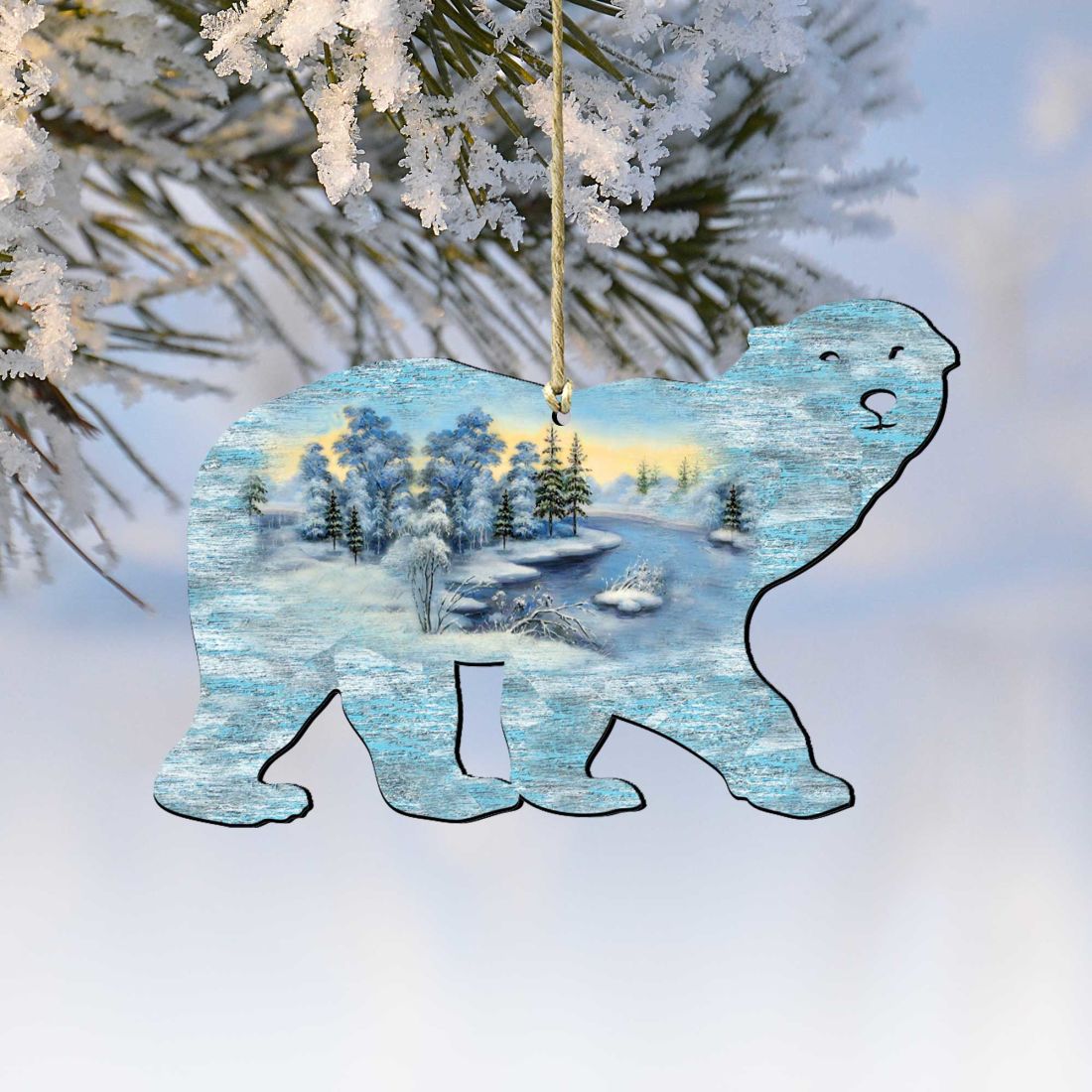 Adornos navideños de madera con forma de oso polar de G. DeBrekht - Decoración navideña con temática de vida silvestre - 8198225