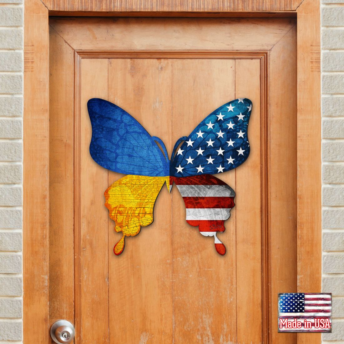 USA/Ukraine Butterfly Holiday Door Decor - International Decor - 8187129H