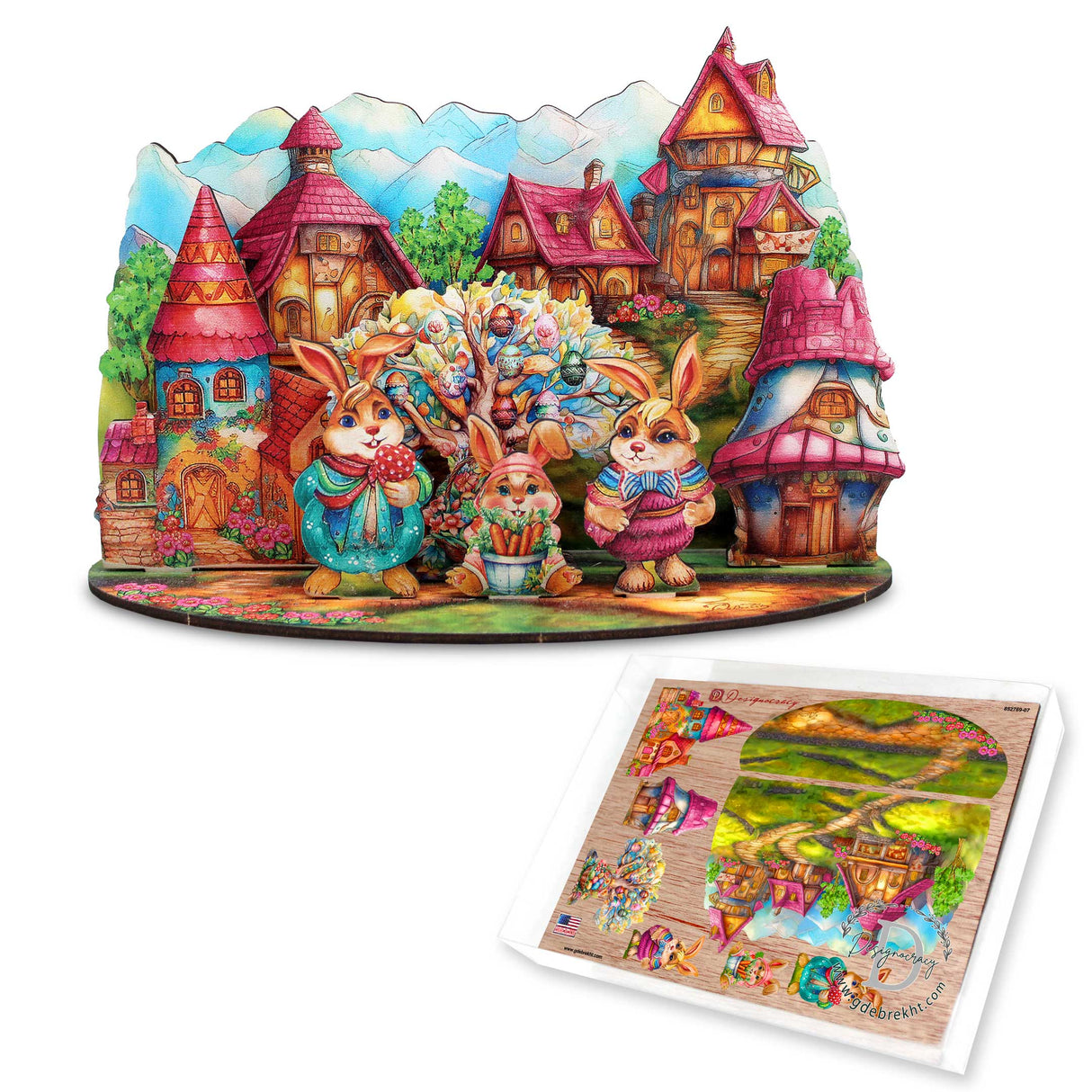 Easter Bunny Village Decorative Village Set by G. Debrekht Easter Spring Decor - 852769