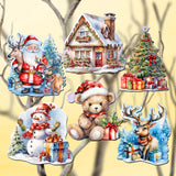Christmas Is Here Decorative Wooden Clip-on Ornaments Set of 6 by G. Debrekht - Christmas Decor - 8090028C-S6