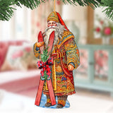 Santa's Skiing Adventure Wooden Ornaments by G. Debrekht - Christmas Santa Snowman Decor - 8691403