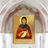 Icono religioso cristiano sagrado de madera bañado en oro de San Antonio - Decoración inspiradora - 85062