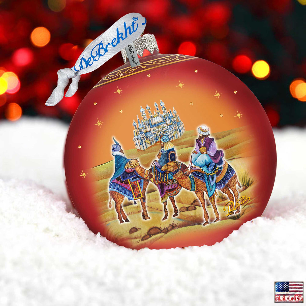 The Journey of the Three Wise Men Glass Ornament Limited Edition by G. DeBrekht - Inspirational Nativity Decor - 73860-3