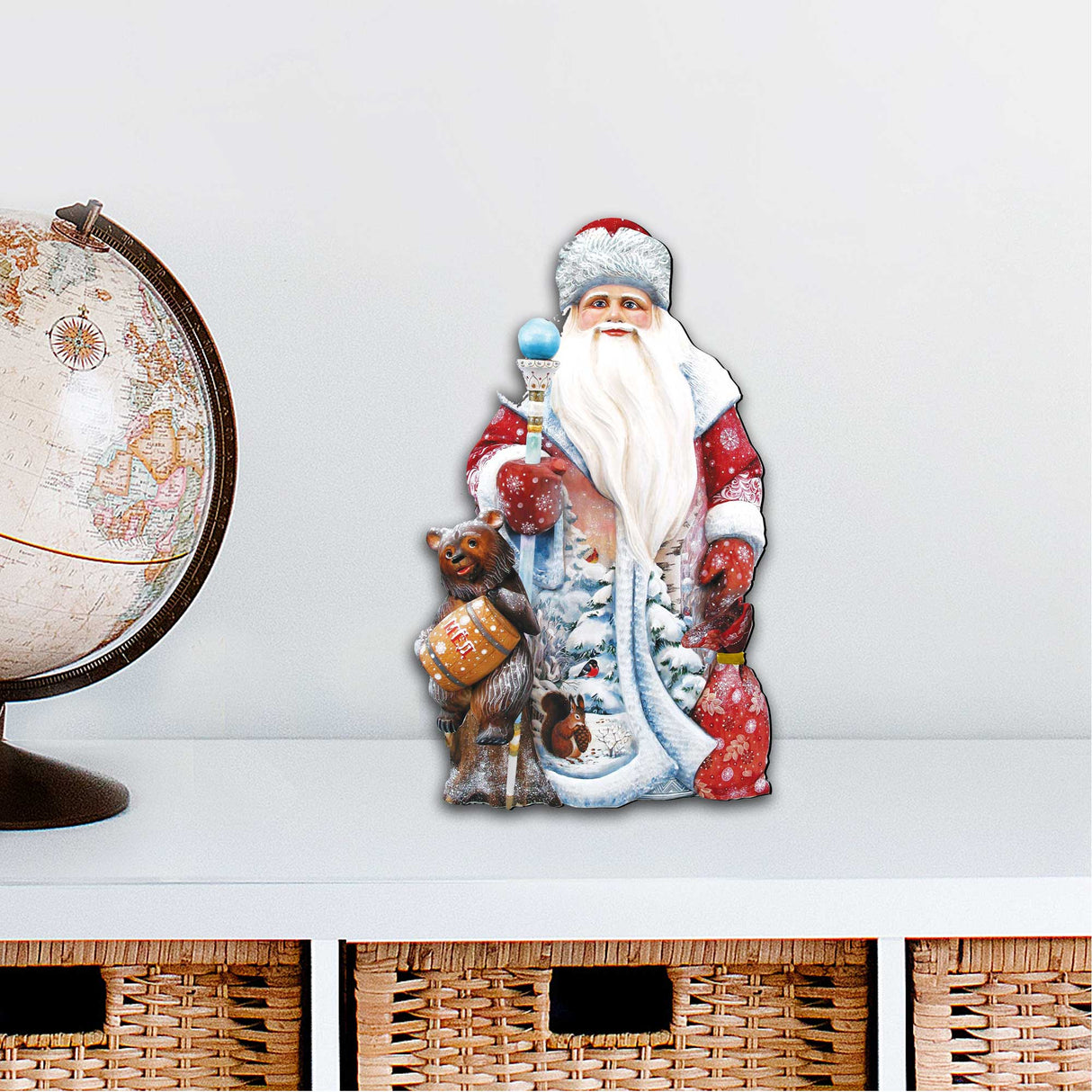 Decoración de puerta con Papá Noel y un oso de miel de G. DeBrekht - Decoración navideña con Papá Noel y muñeco de nieve - 8128811H