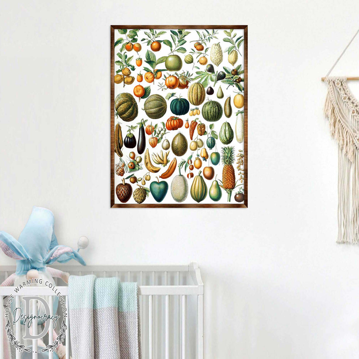 Póster Montessori de madera con frutas - Póster educativo para niños - Decoración para el aula - Estética - 310224