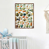 Póster Montessori de madera con frutas - Póster educativo para niños - Decoración para el aula - Estética - 310224