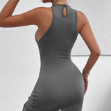 Women's Solid Color Sleeveless Skirt With Slit And Cross Tie, Sexy Tight Fitting Hip Hugging Dress, Short Skirt - Lootquake