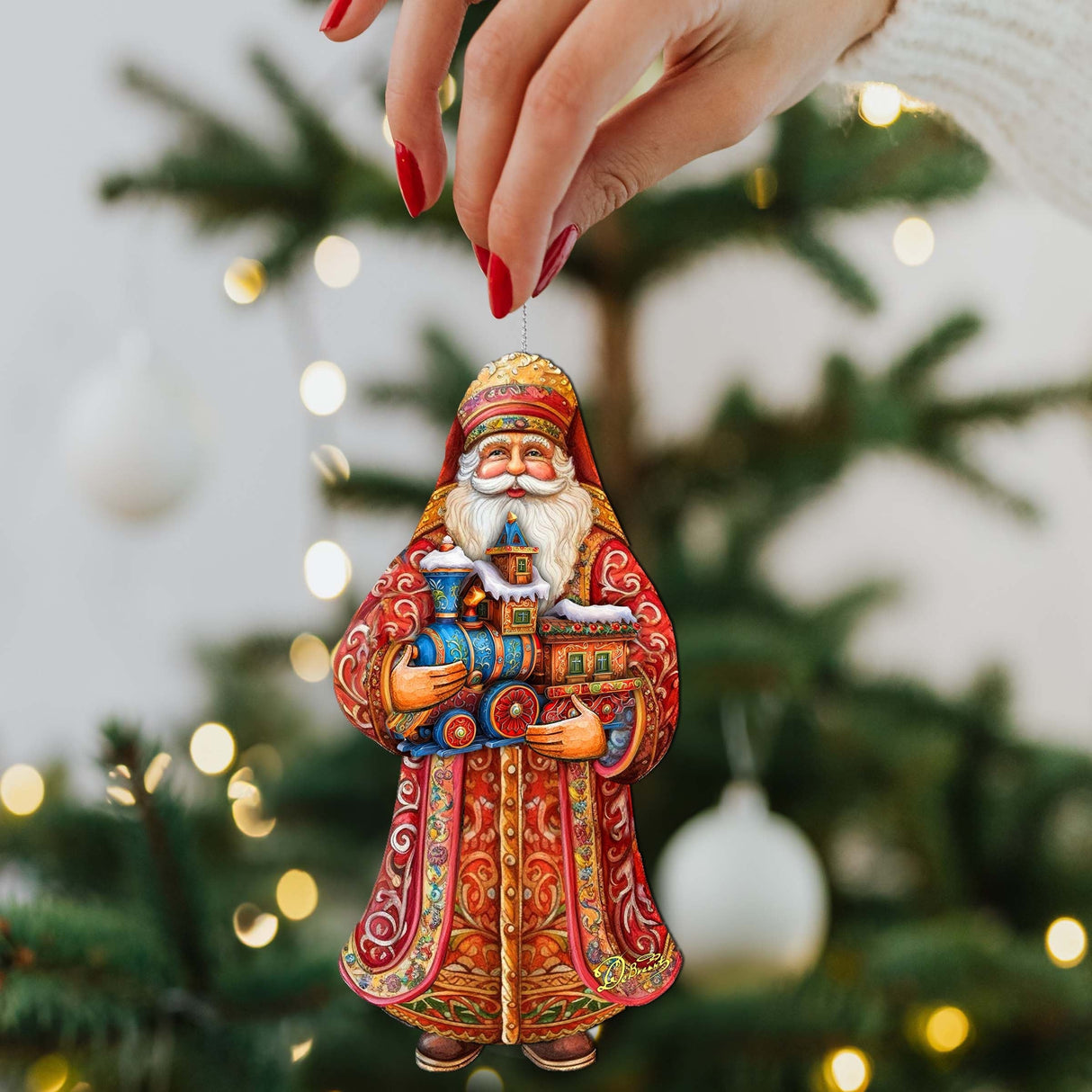 Adornos de madera navideños en miniatura de Santa Claus, de G. Debrekht - Decoración navideña de muñeco de nieve de Santa Claus - 8691417