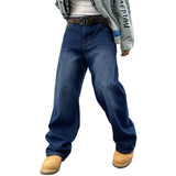 Mens Baggy Jeans Y2K Streetwear Empires Pants Wide Leg Hip Hop Extra Loose Fit for Skater Denim Long Casual Trousers(5002-Dark Blue-L) - Lootquake