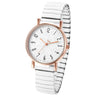 OIDEA Womens Elastic Strap Watches: Large Face Arabic Numerals Analog Quartz Wrist Watches for Women Easy Reader Stretch Band Waterproof Ladies Wratch White - Lootquake