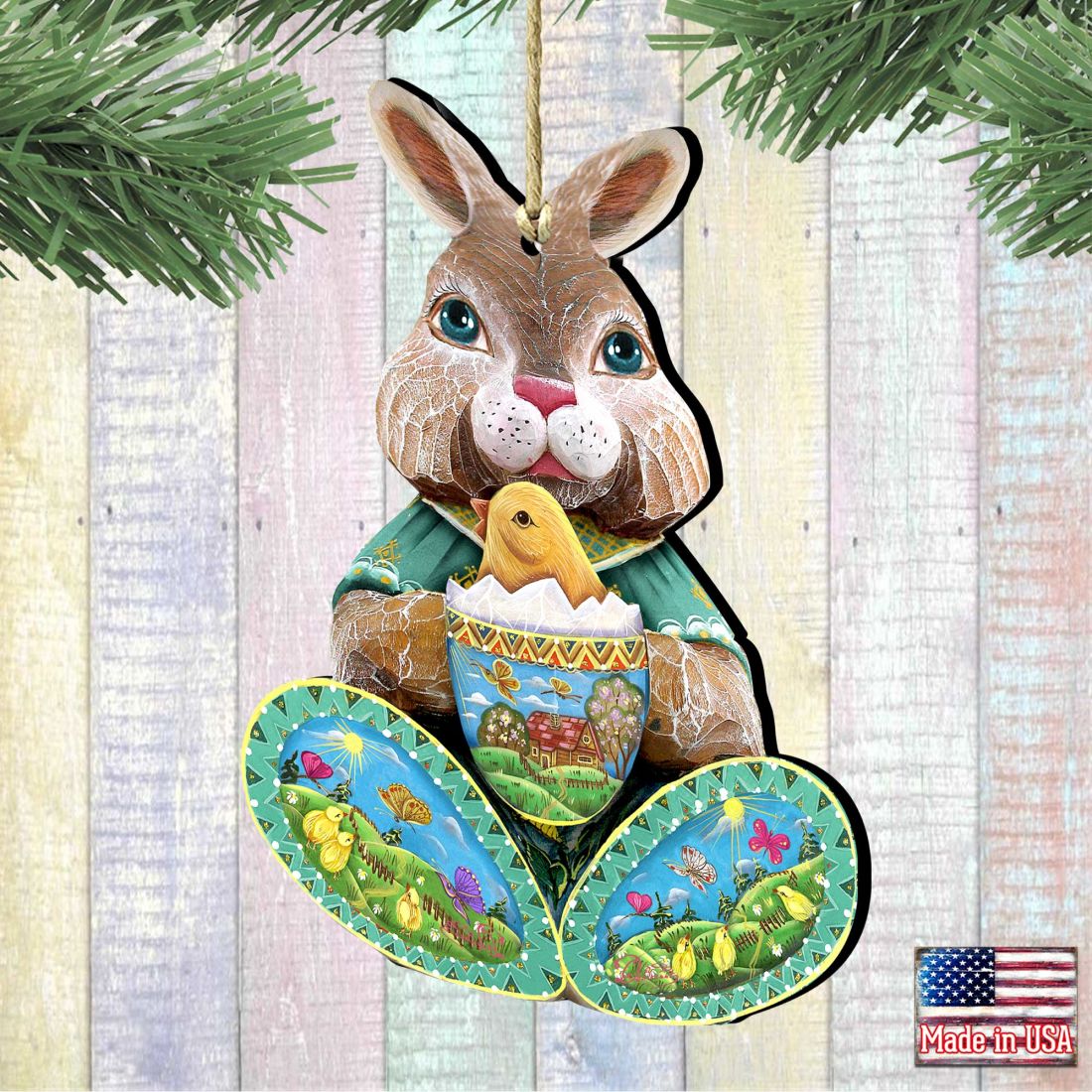 Easter Bunny Christmas Wooden Ornaments by G. DeBrekht - Christmas Decor - 8144502