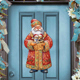 Yuletide Pets with Santa Holiday Door Decor by G. Debrekht - Christmas Santa Snowman Decor - 8691406H