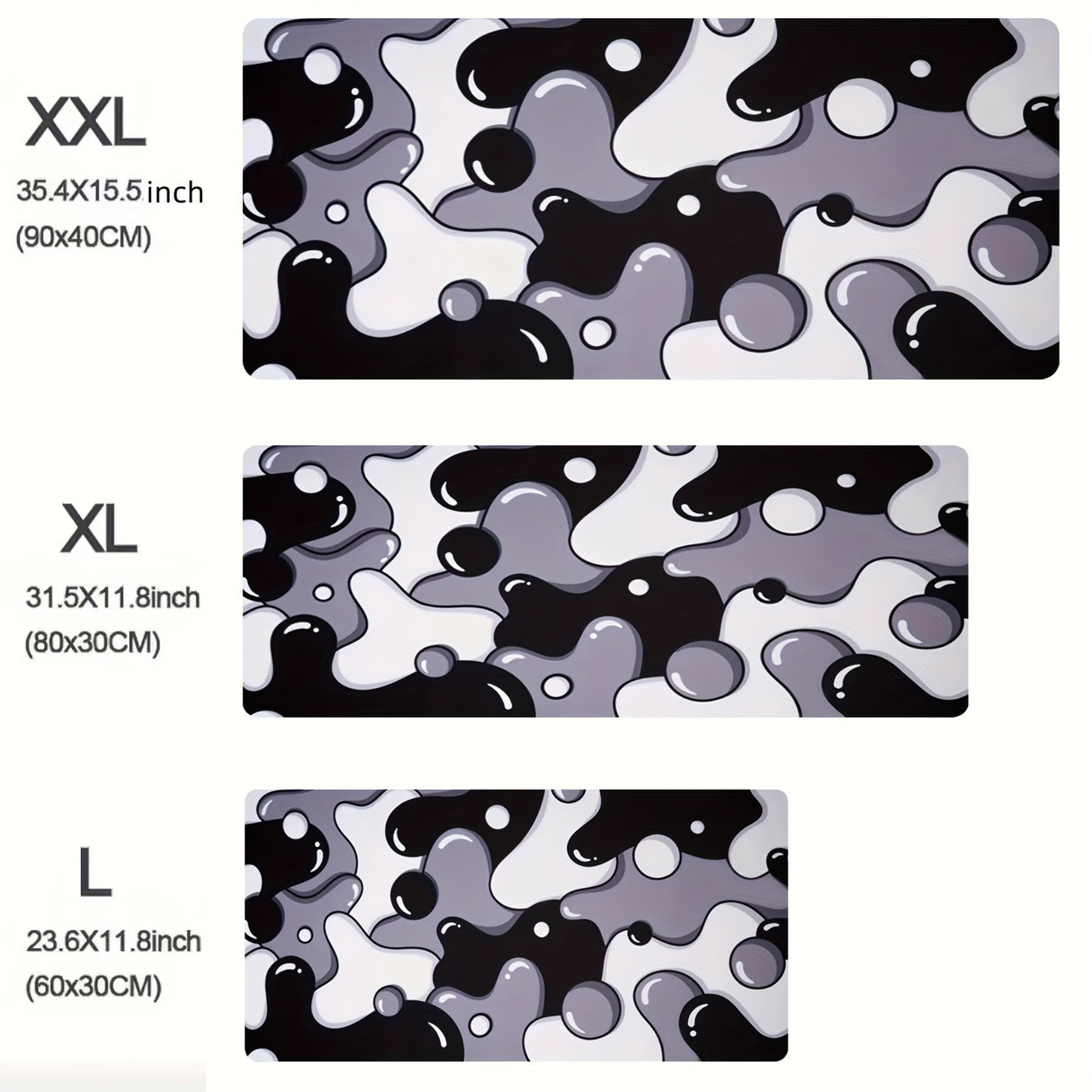 Professional Craftsman Gaming Mouse Pad - Large, Extra-Large, XXL Black & White Camouflage Design, Stain-Resistant & Non-Slip Rubber Base with Durable, Odor-Free Surface - Ideal for Gamers, Mouse Pad Gaming