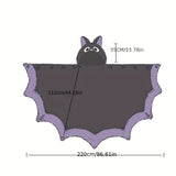 Cozy Bat-Themed Hooded Wearable Blanket with Detachable Nose - Soft Flannel, Machine Washable for Autumn & Winter