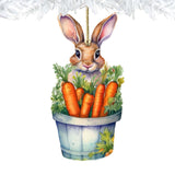 Bunny with Basket of Carrots Wooden Ornaments by G. DeBrekht Easter Spring Decor - 8652769