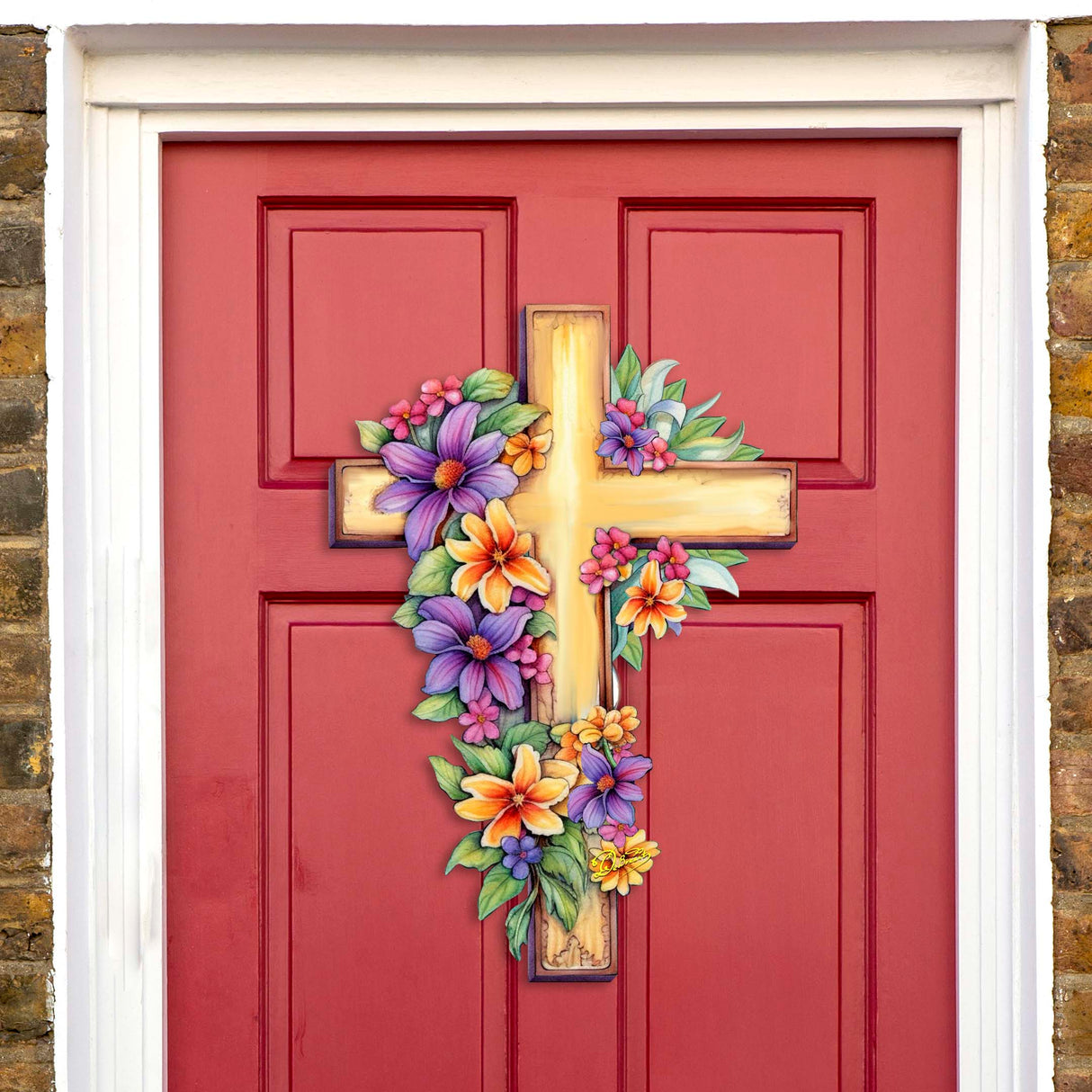 Garden Serenity Cross Holiday Door Decor by G. Debrekht - Easter Spring Decor - 8688168H