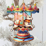 Carousel Bunny Wooden Ornaments by G. Debrekht - Christmas Decor - 8100195-1