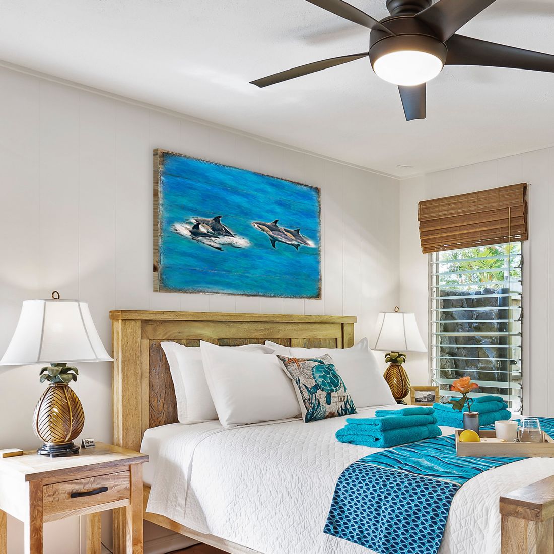 Orcas de Spearman Shamus, arte de pared costero de madera de Nature Wonders - Decoración costera de vida marina - 95255B