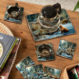 Sea Lion Cave Wooden Cork Placemat and Coasters Gift Set of 7 by Nature Wonders Coastal Nature Wildlife Decor  - 85413C-S7