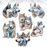 Adornos decorativos de madera con clip "The Graceful Huskies", juego de 6, de G. Debrekht - Decoración de vida silvestre - 8090115C-S6