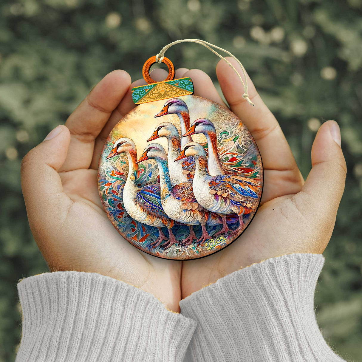 Juego de 12 adornos de madera "Doce Días de Navidad" de G. DeBrekht - Decoración navideña "Doce Días de Navidad" - 8610102-S12