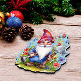 Garden Gnomes Decorative Wooden Ornaments Set of 3 by G. Debrekht - Spring Easter Decor - 8091030-S3