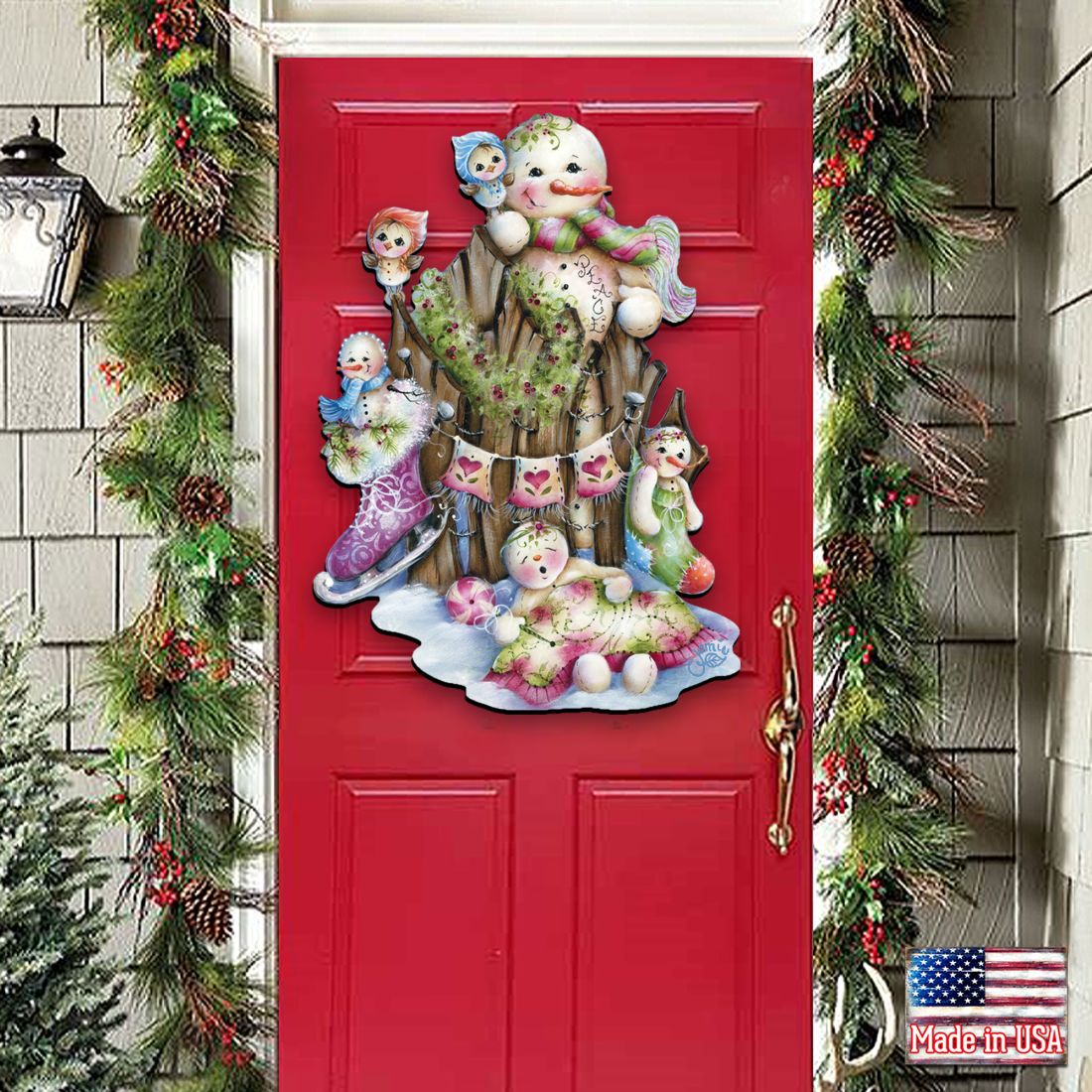 Christmas Time Christmas Door Decor by Jamie Mills-Price - Christmas Santa Snowman Decor - 8457502H