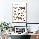 Farm Animals - Wooden Kids Room Decor - First day of school gift - ABC 123 Kids - Montessori Homeschool wooden poster I Educational Poster - Classroom Decor - 310215