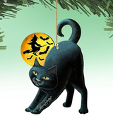 Adornos de madera de gato negro de noche espeluznante de Laura Seeley - Decoración de Acción de Gracias y Halloween - 8512054-3-LS