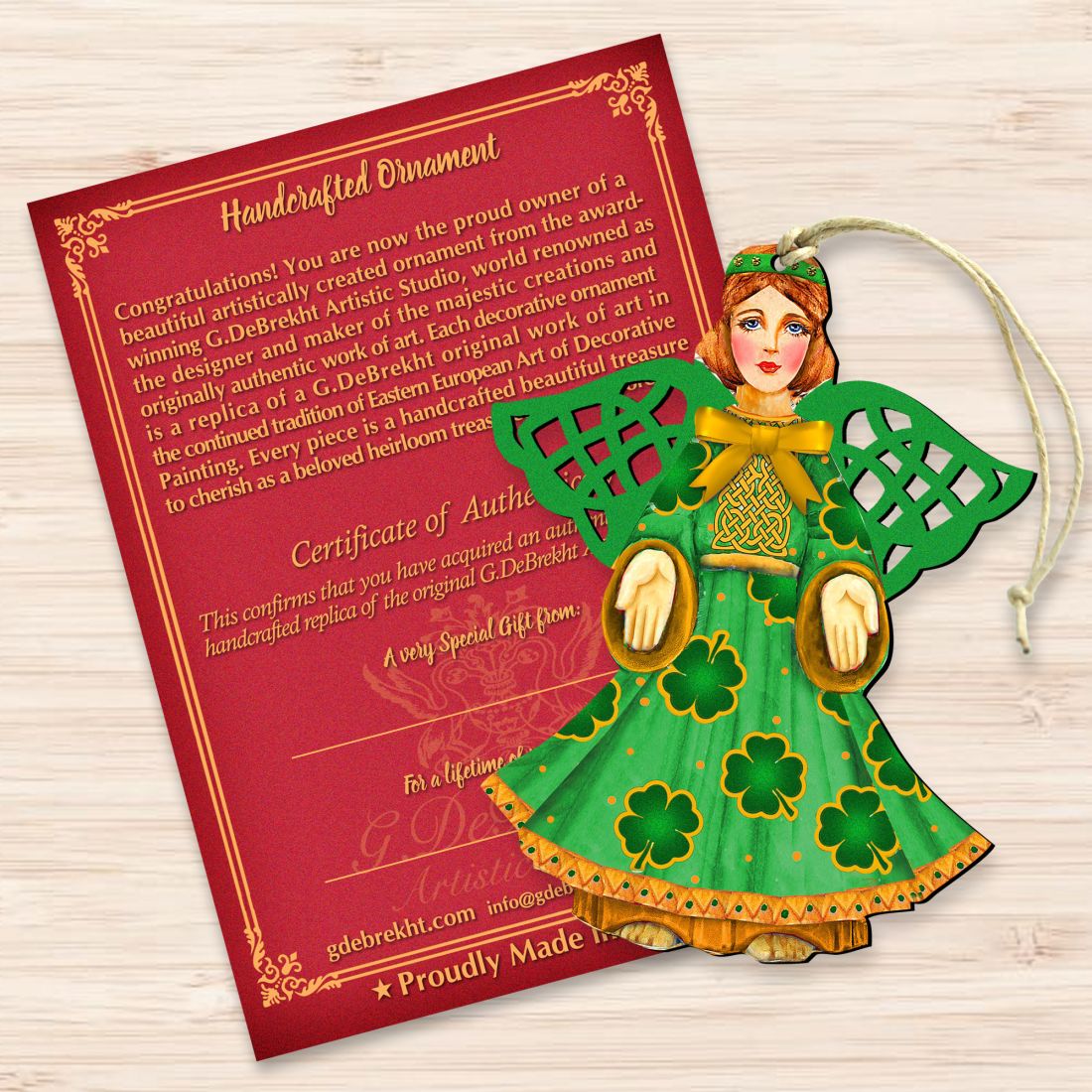 Irish Angel Wooden Ornaments by G. DeBrekht - Nativity Holiday Decor - 8199755