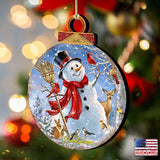 Adornos de madera Frosty Forest Friends de Gelsinger - Decoración navideña de Papá Noel y muñeco de nieve - 8021023-1624