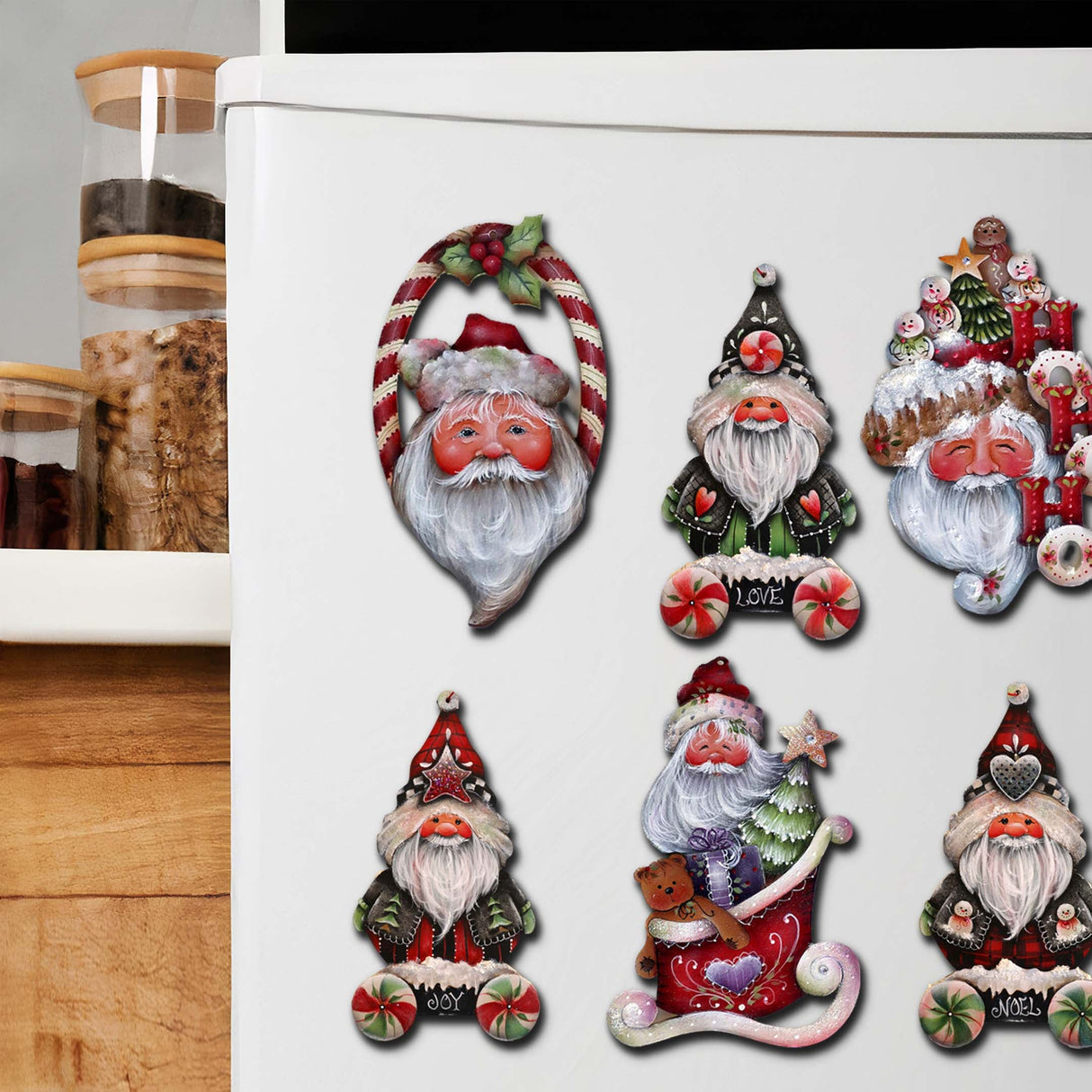 Magical Baby Santa Decorative Wooden Magnets Set of 6 by Jamie Mills-Price - Christmas Santa Snowman Décor - 8090051G-S6
